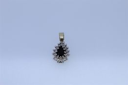 9k Yellow Gold Sapphire And Diamond Set Pendant