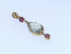 9k Yellow Gold Multi Gem Stone Pendant