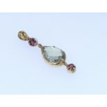 9k Yellow Gold Multi Gem Stone Pendant