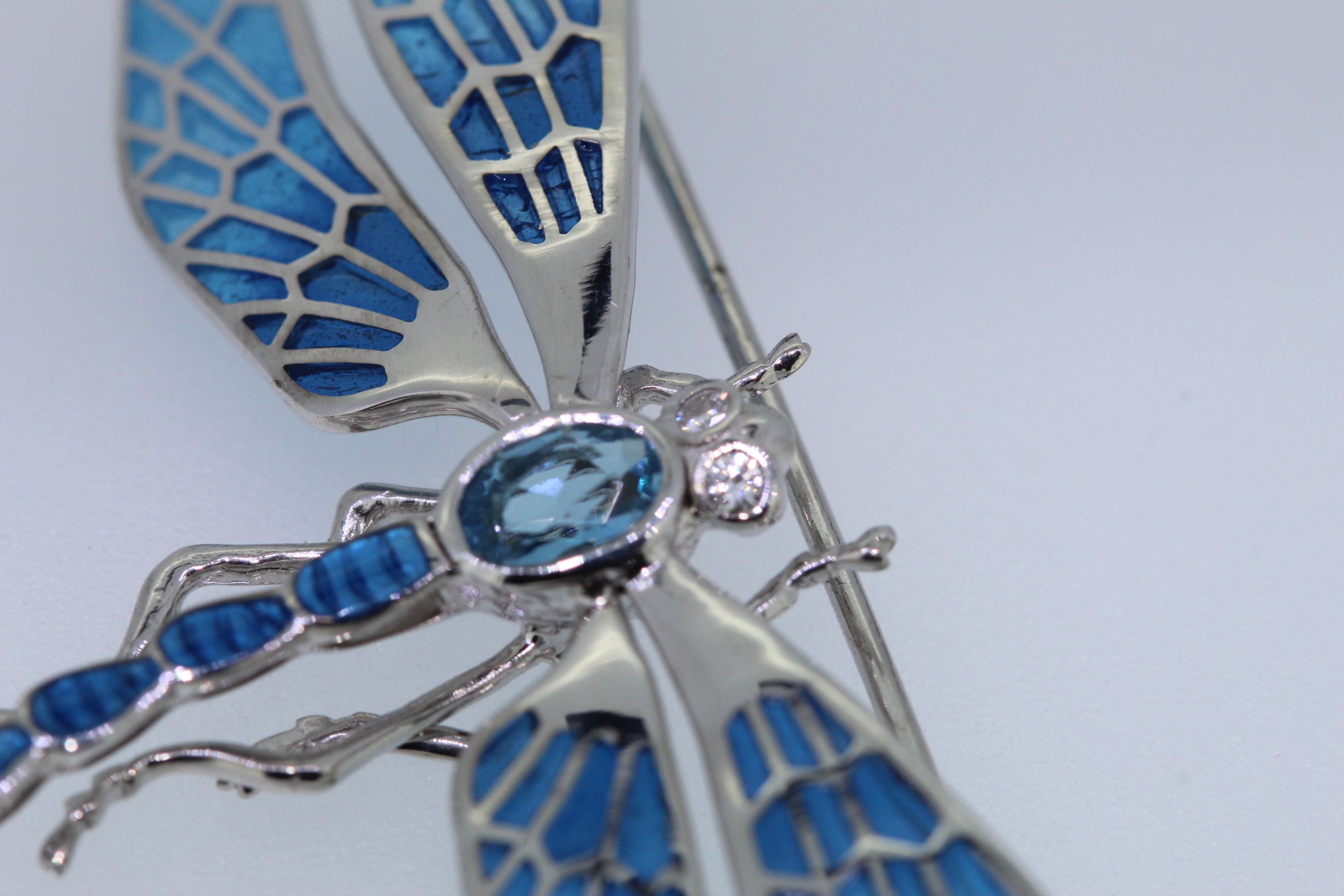 Nicole Barr Sterling Silver Blue Dragonfly Brooch - Image 3 of 4