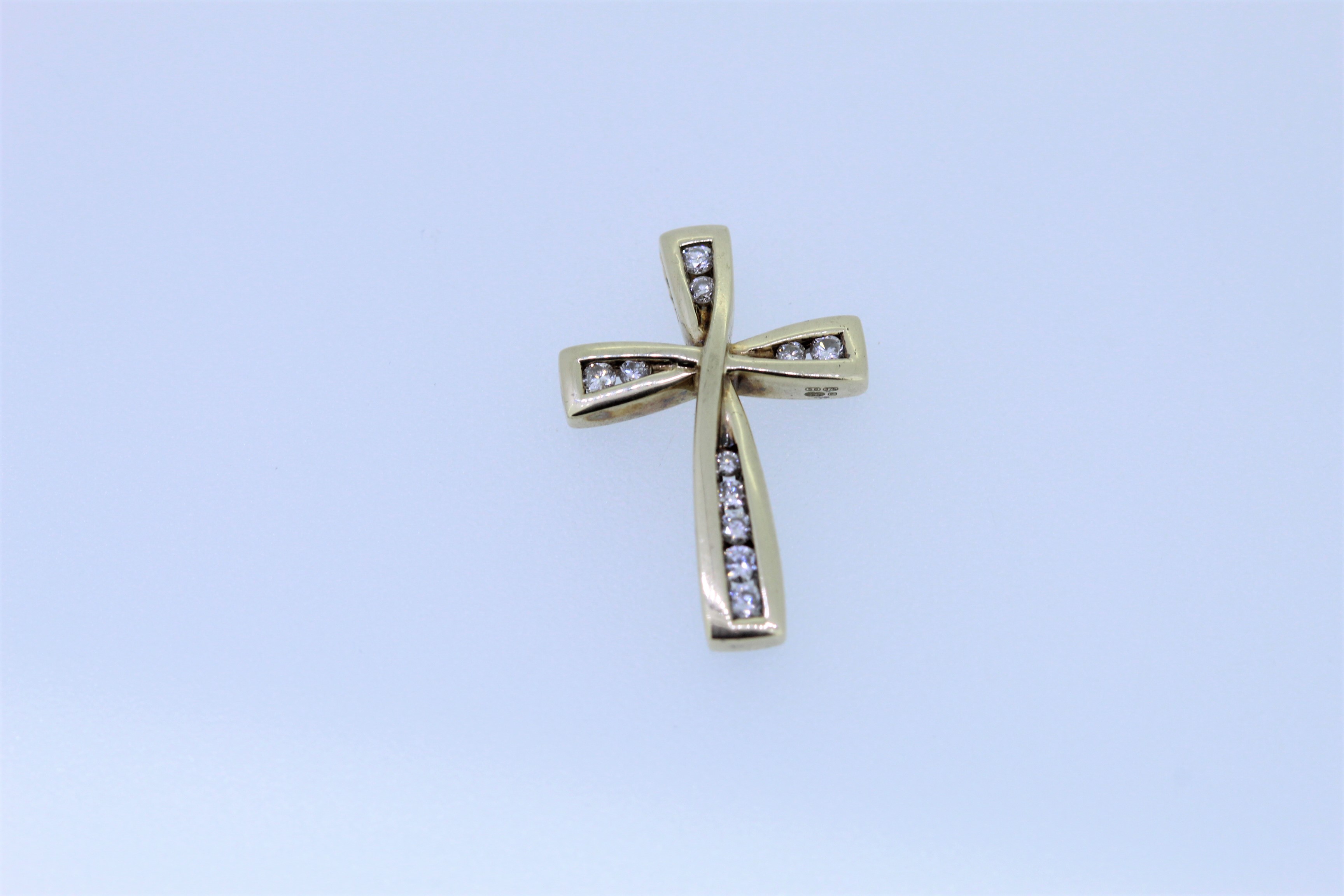 9k Yellow Gold Diamond Set Cross