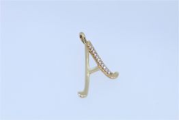 9k Yellow Gold Diamond Set A Initial Pendant