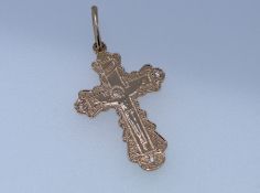Stamped 585 Rose Gold Crucifix Diamond Set