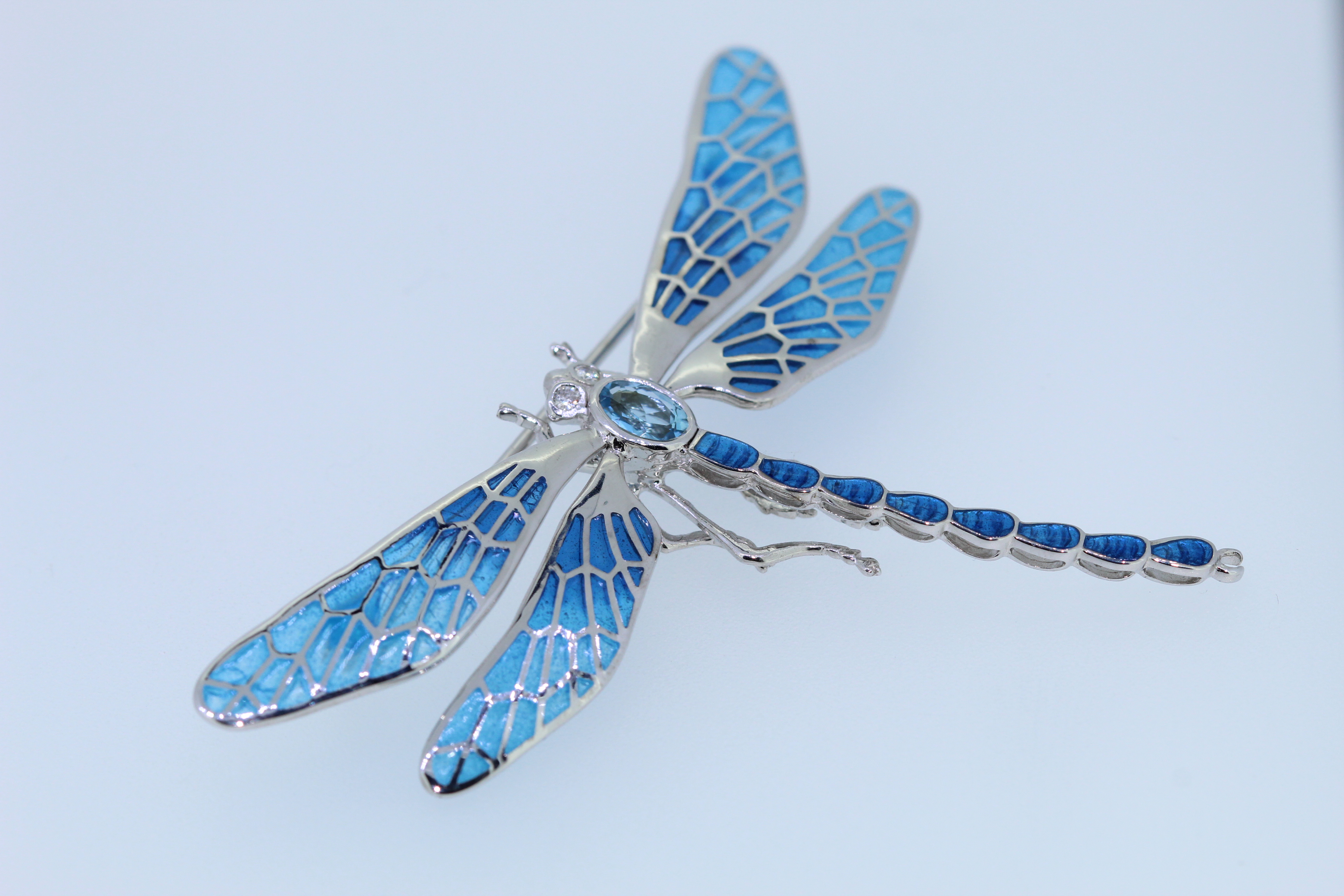 Nicole Barr Sterling Silver Blue Dragonfly Brooch - Image 4 of 4