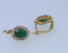18k Yellow Gold Jade And Diamond Earrings
