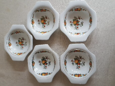 Five Solian Ware Dessert Dishes Marked Soho Pottery