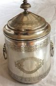 Beautiful Antique English Silver Plated Biscuit Barrel / Cookie Box C.1865