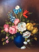 Beautiful large oil on canvas signed original still life flowers