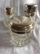 Antique English Sterling Silver Topped Glass Jars