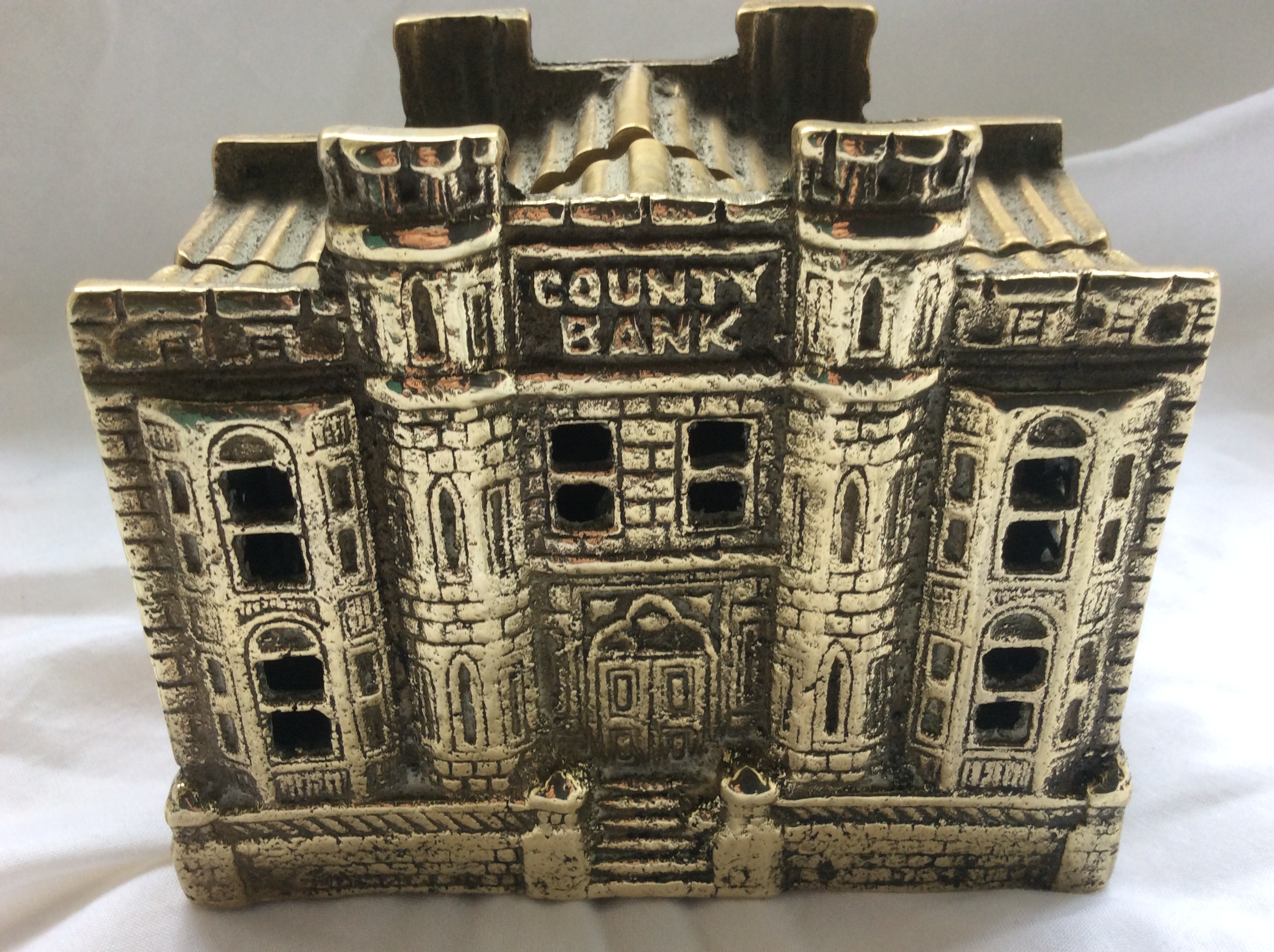 Antique Brass County Bank Money Box - Image 2 of 6