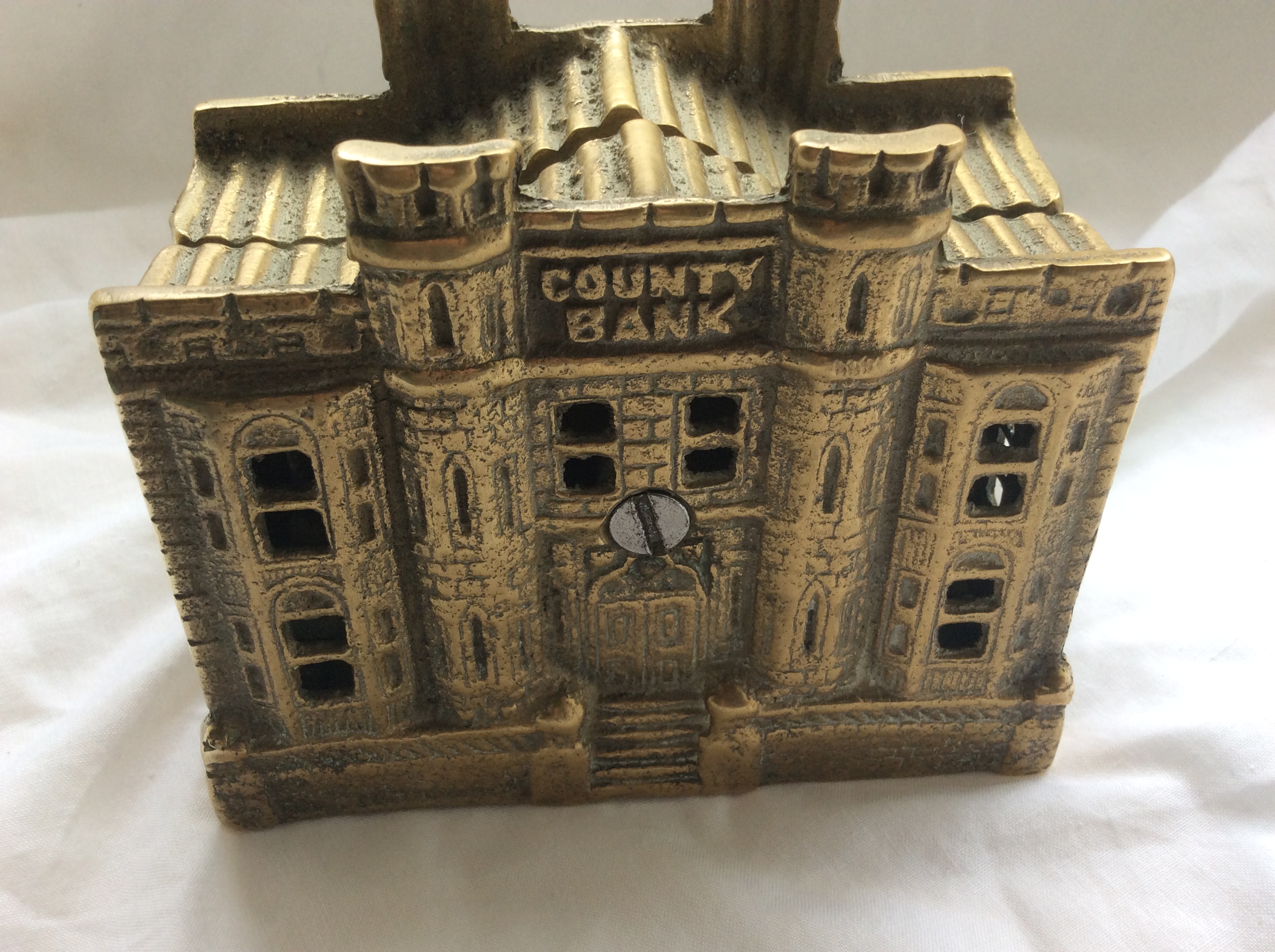 Antique Brass County Bank Money Box - Image 5 of 6