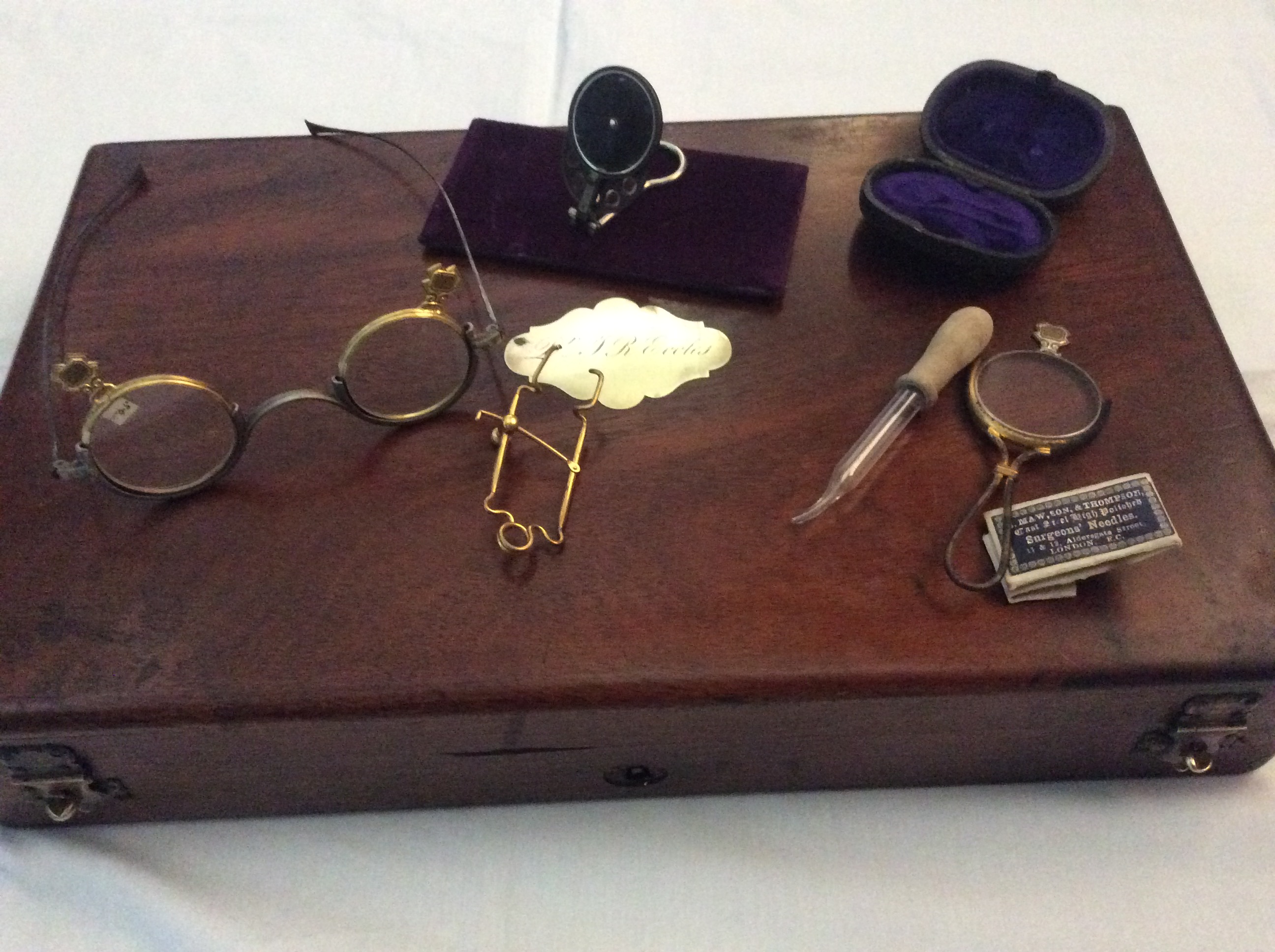 Antique French optometrists box of lenses