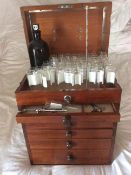 Antique Rare Mahogany 6 Drawer Doctors & Dentist Traveling Box