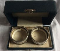 Antique Box Pair Silver Sterling Chester Napkin Rings