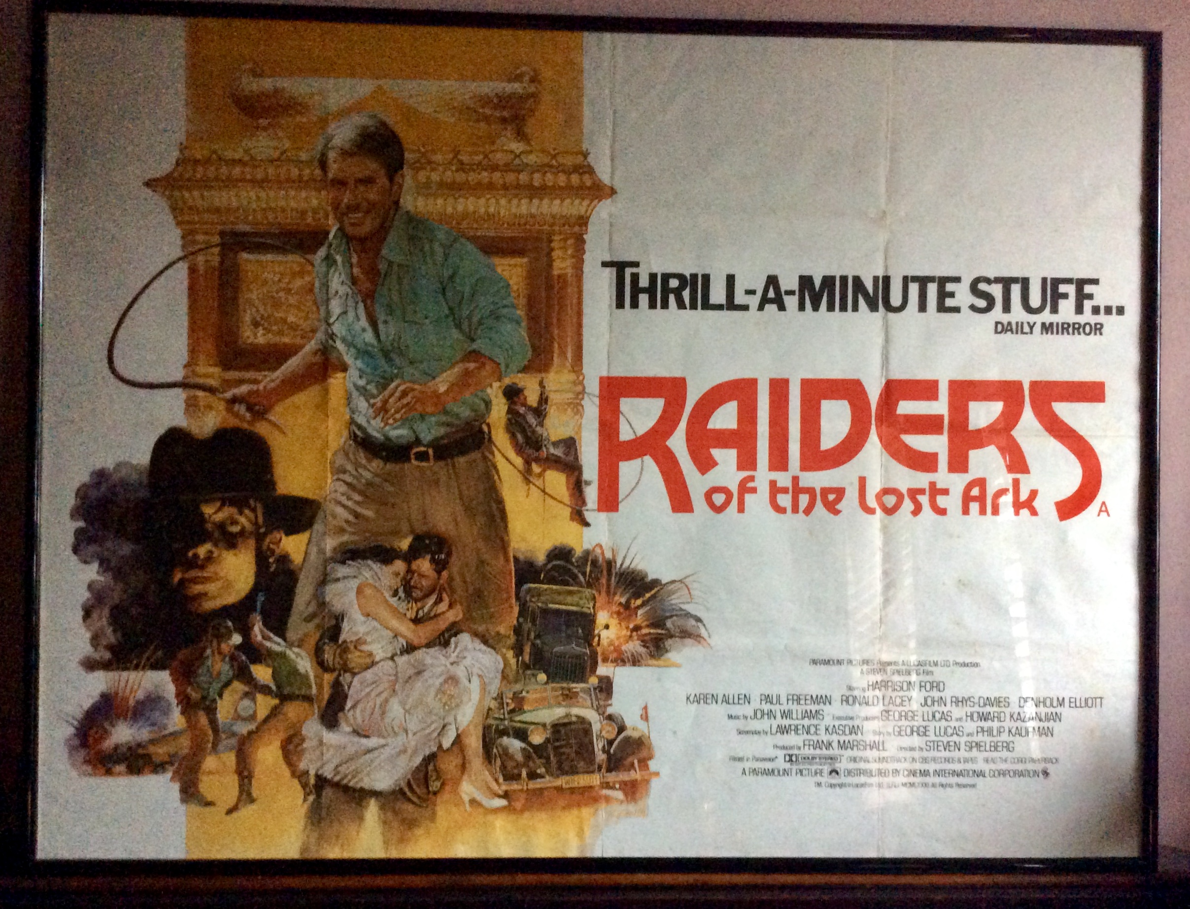 Original Framed poster, Raiders of the Lost Ark, Harrison Ford