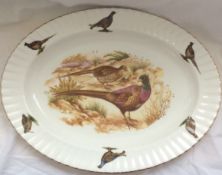 Vintage Oval Bone China English Serving Plate, Pheasants