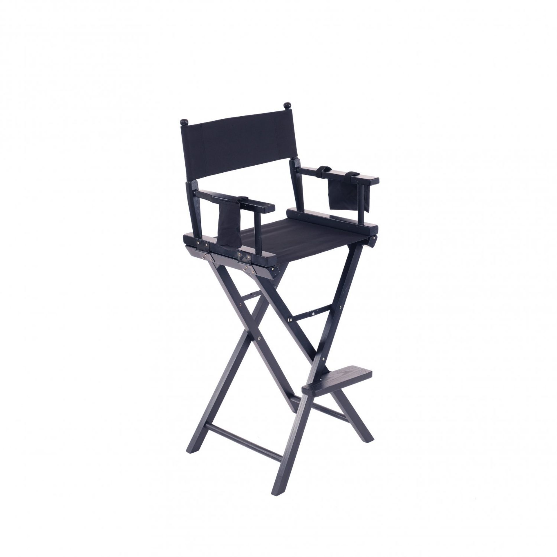 (ZP10) Professional Black Wooden Folding Director Makeup Chair with 2 Storage Pouches Apply ma... - Image 2 of 2