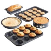 (MY98) Carbon Steel Cookware Bakeware Oven Tin Trays Set 5 Piece Non Stick