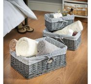 (OM30) Wicker Basket Set of 3 Perfect for clothing, accessories, beauty products, letters, pap...