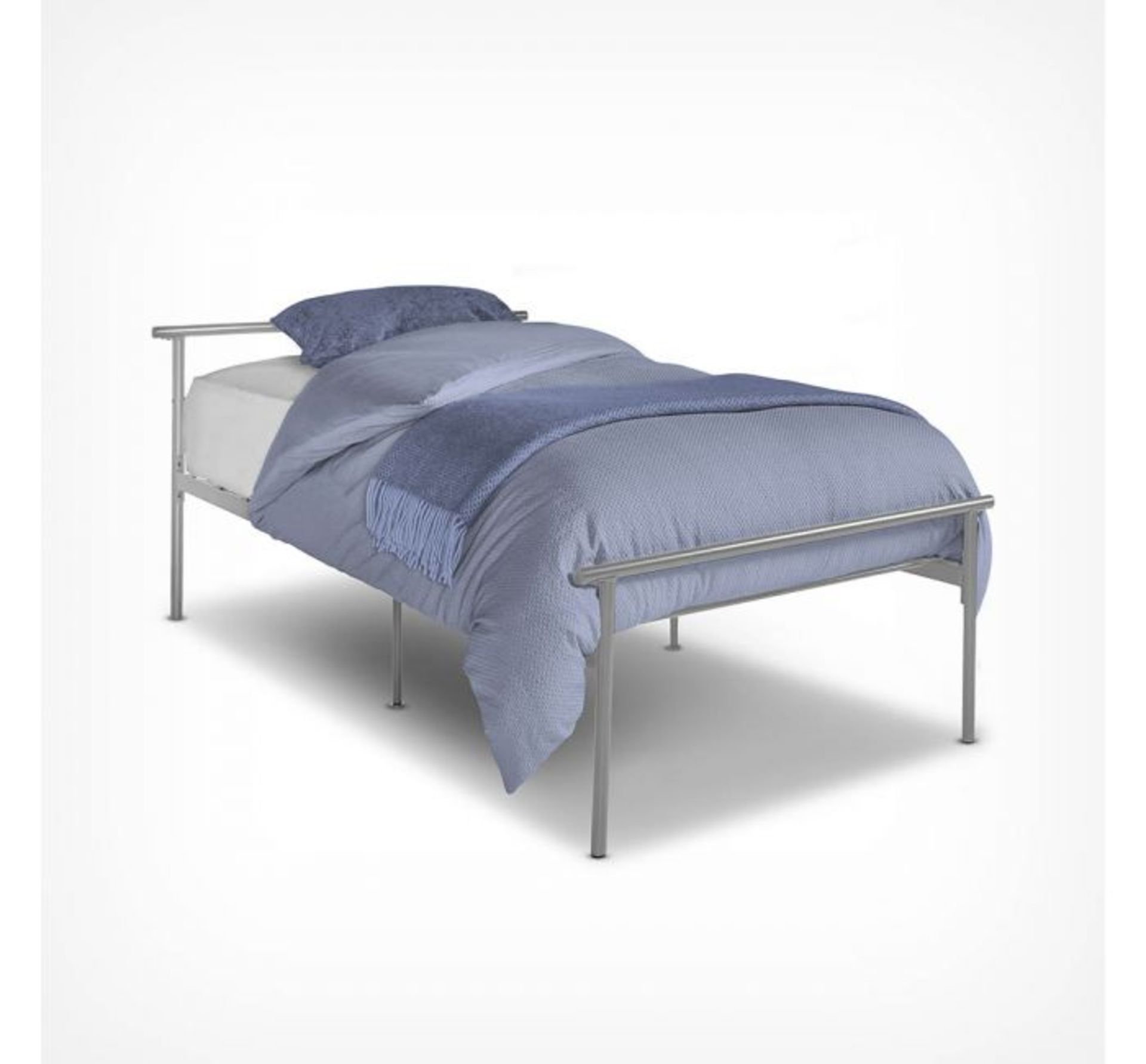 (AP178) Silver Single Bed Made from durable powder coated metal tubing Features a high shine ... - Image 2 of 3