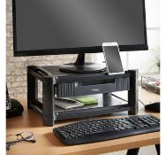 (OM61) Monitor Stand with Drawer Adjustable height smart stand with two shelves and drawer for...