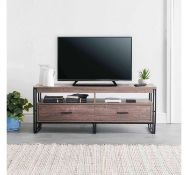 (HZ56) Rustic Walnut TV Unit With 2 Drawers Handy TV unit makes a practical and stylish additi...