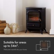(TD68) Electric Stove Heater with Log Burner Flame Effect – 1850W, Black – Freestanding Fir...