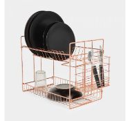 (MY94) Rose Gold Dish Drainer Two-tier drainer designed to hold bowls, plates, utensils and gl...