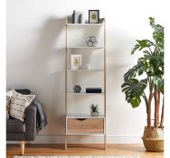 (OM1) White & Oak Bookcase Charming light oak-effect accents add to the appeal 5-tier shelvi...