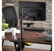 (OM71) Monitor Mount with Desk Clamp Strong steel single arm holds one 13”-32” TV or monit...
