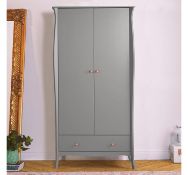 (TD26) Grey Wardrobe With Drawer Spacious two-door cupboard with an internal hanging rail Dim...