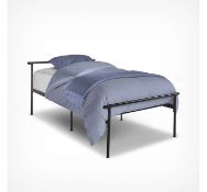(MY74) Black Single Bed Made from durable powder coated metal tubing Features a sleek black m...