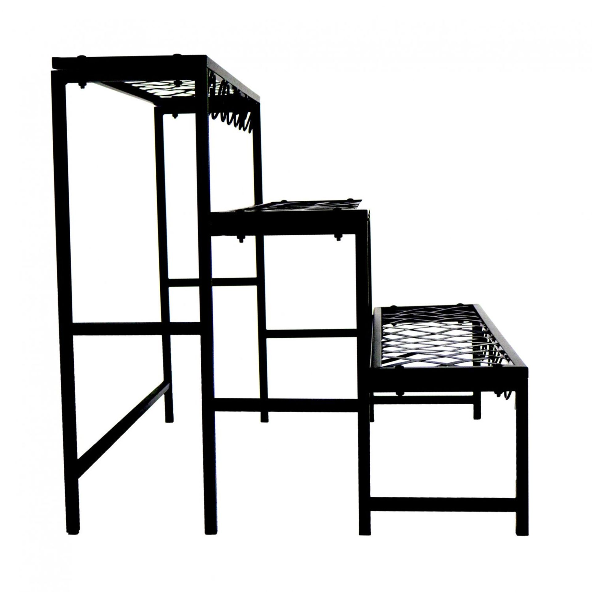 (KK4) 3 Tier Metal Garden Flower Plant Stand Display Shelf Our black steel flower stand will...