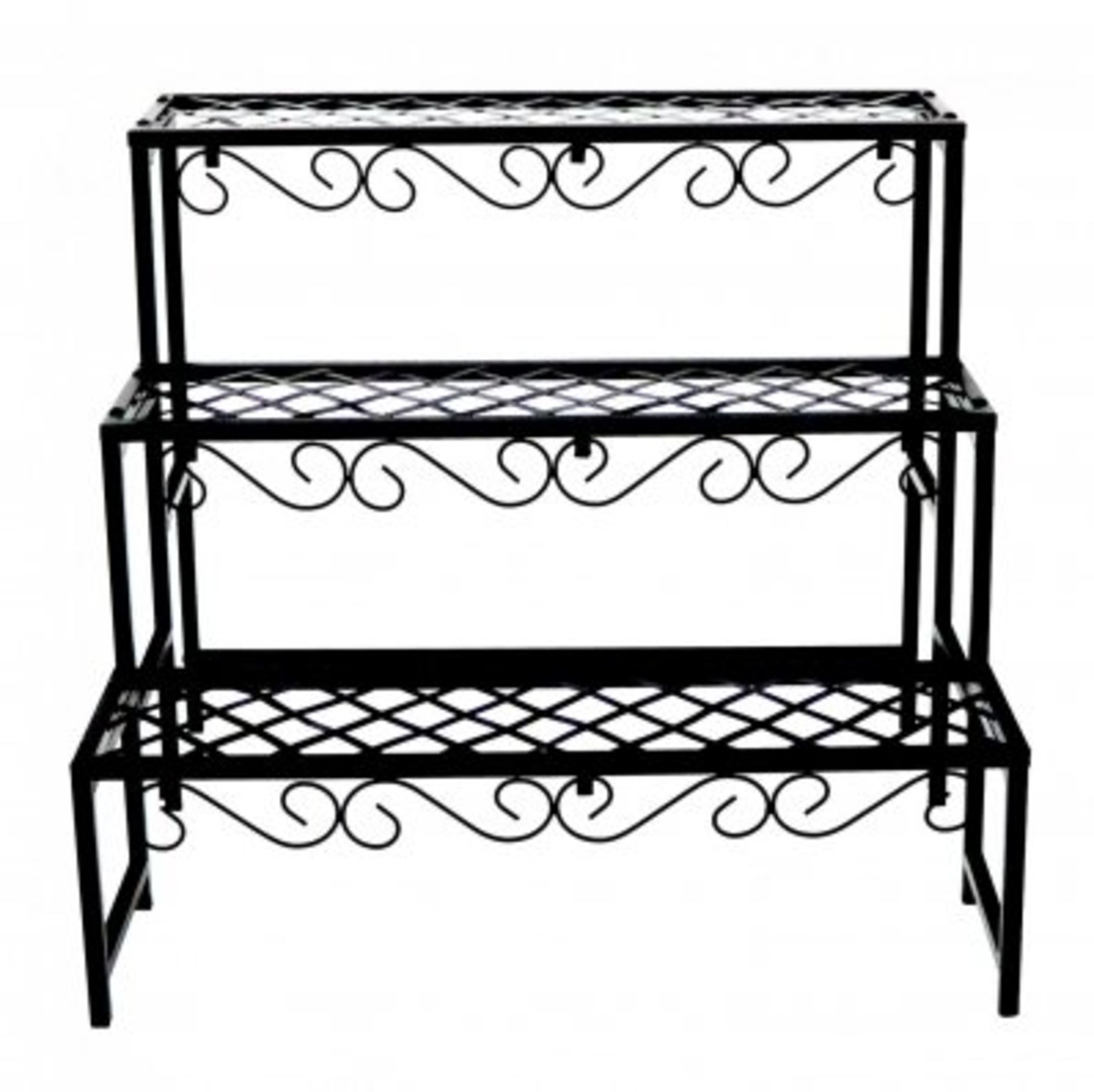 (KK4) 3 Tier Metal Garden Flower Plant Stand Display Shelf Our black steel flower stand will... - Image 2 of 2