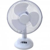 (KK139) 12" Oscillating White Desk Top Fan Stay cool this year with the 12" desk top ...