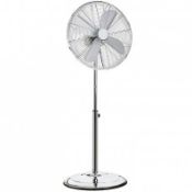 (KK44) 16" Inch 40cm Chrome Metal Pedestal 3 Speed Stand Fan Cooling Stay cool thi...