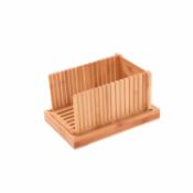 (RU322) Bamboo Wooden Bread Slicer Chopping Cutting Board with Crumb Catcher The bamboo brea...