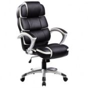 (KK118) Luxury Designer Computer Office Chair - Black with White Accents Our renowned high...