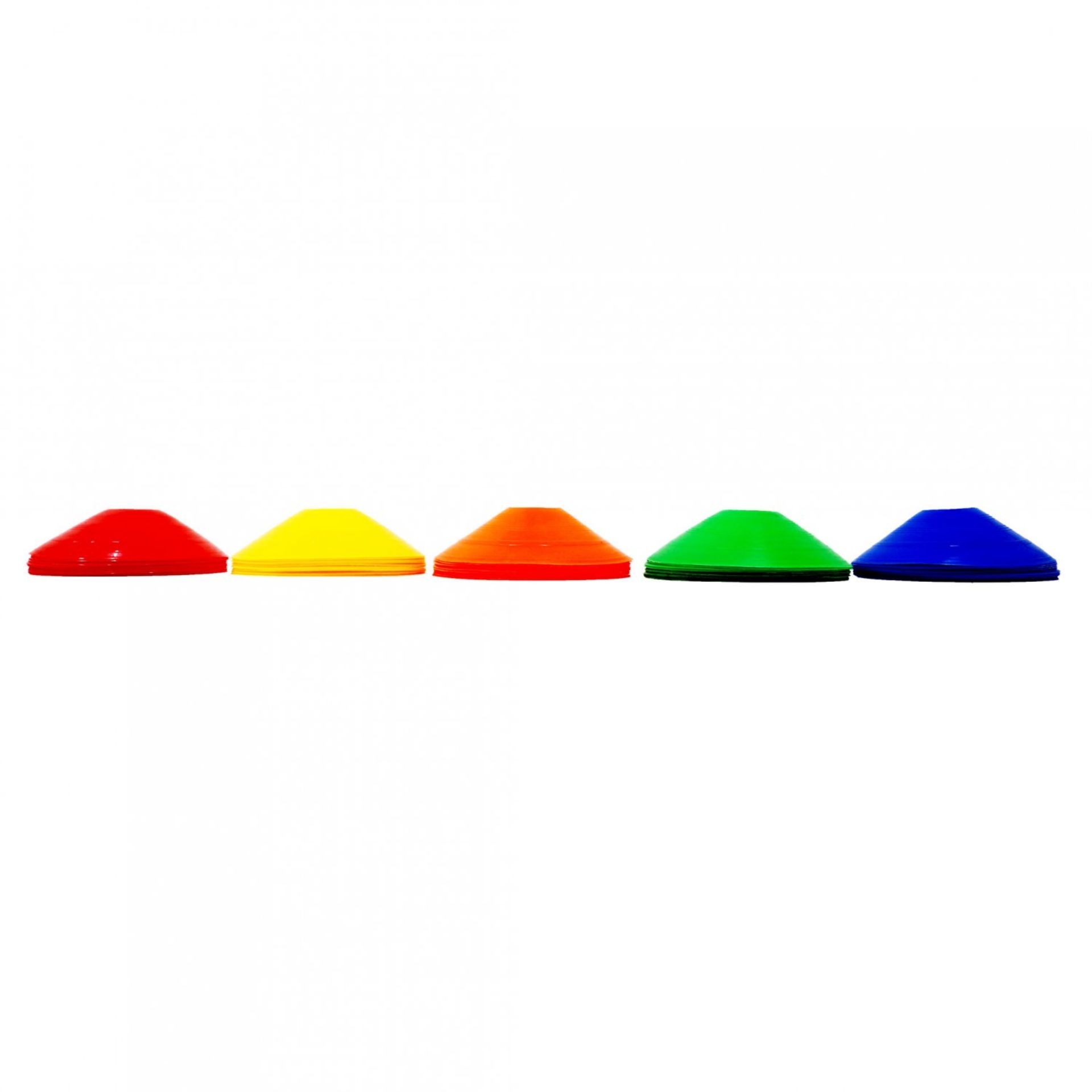 (RU315) 50x Multi Coloured Sports Training Markers Discs Cones w/ Stand This set of 50 tra... - Image 2 of 2