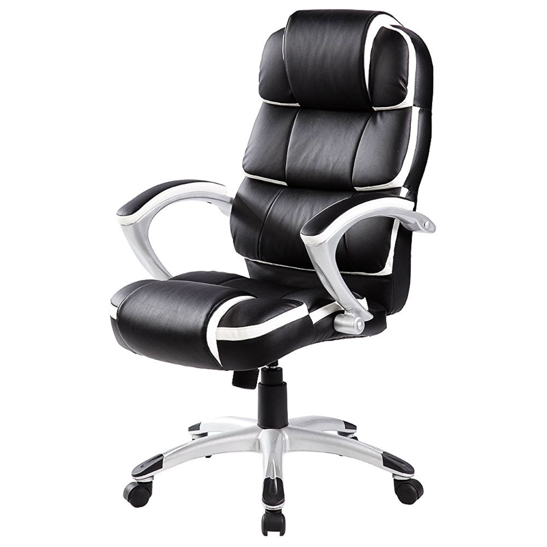 (KK202) Luxury Designer Computer Office Chair - Black with White Accents Our renowned high... - Image 2 of 2