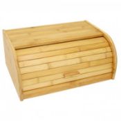(KK73) Single Layer Roll Top Bamboo Wooden Bread Bin Kitchen Storage The wooden bread bin ...