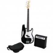 (KK125) PB Precision Style Black 4 String Electric Bass Guitar & 15W Amp The PB is a preci...