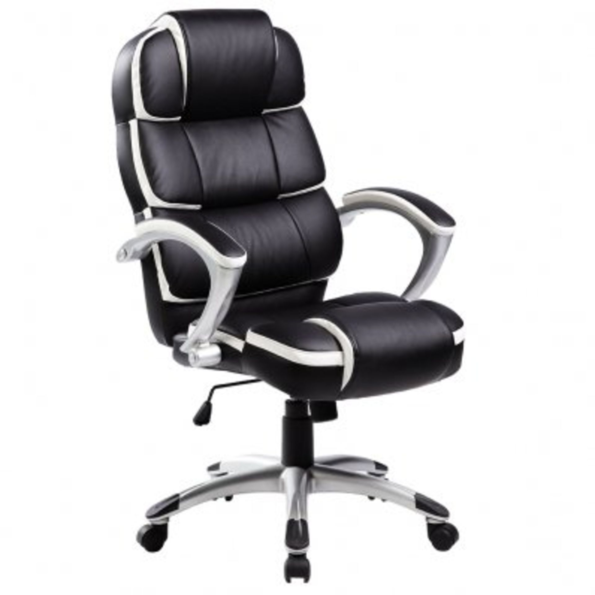 (KK202) Luxury Designer Computer Office Chair - Black with White Accents Our renowned high...