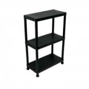 (KK113) 3 Tier Black Plastic Heavy Duty Shelving Racking Storage Unit The black plastic rack...