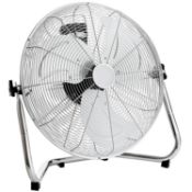 (QW4) 18" Chrome 3 Speed Free Standing Gym Fan 3 Speed Push Button Speed Control Fixed Positi...