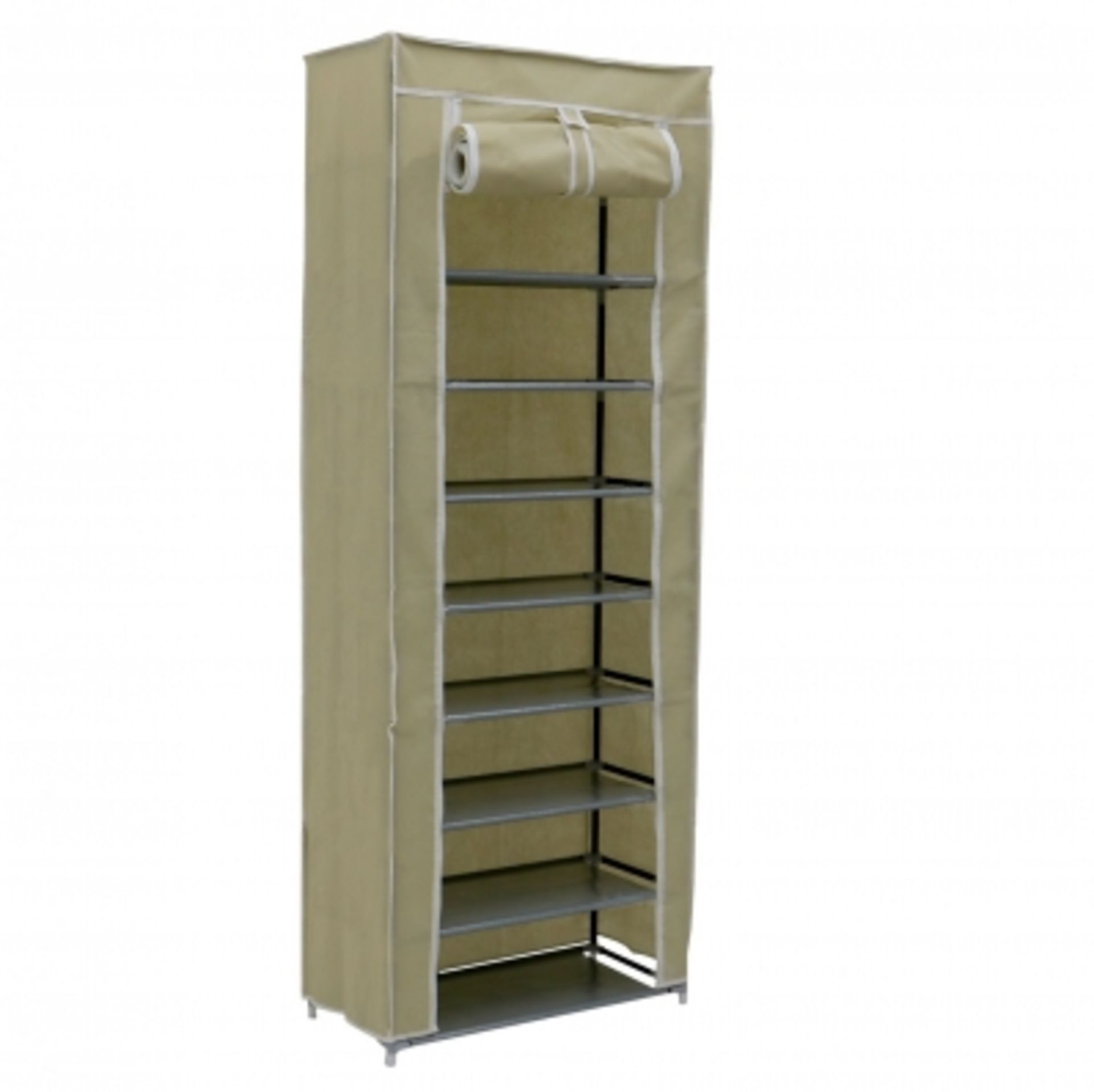 (RU366) 10 Tier 27 Pair Cream Canvas Shoe Rack Cabinet Storage The canvas shoe cabinet is ...