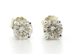 9ct White Gold Claw Set Diamond Earrings 1.00 Carats