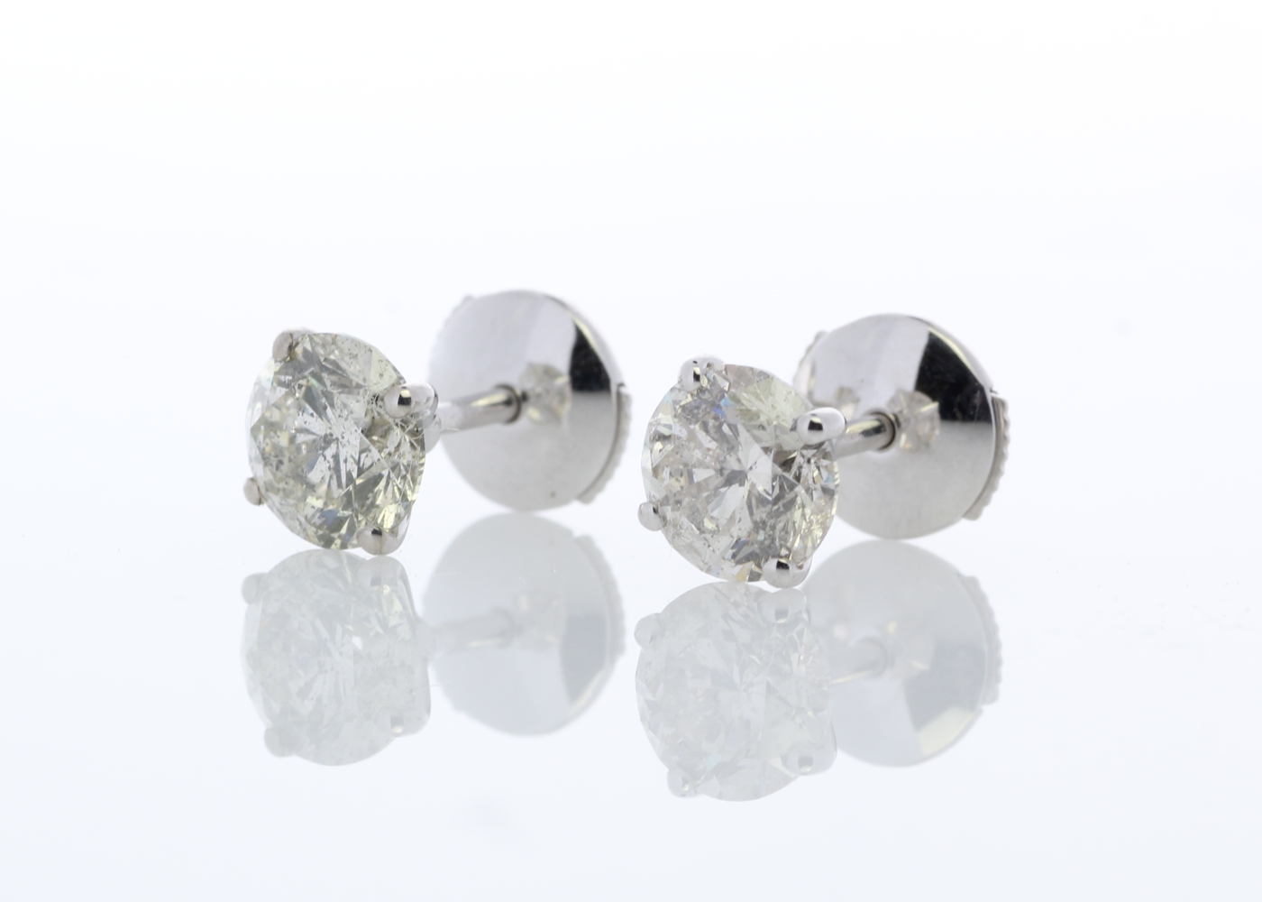 18ct White Gold Claw Set Diamond Earrings 2.34 Carats - Image 3 of 4