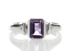 9ct White Gold Amethyst Diamond Ring