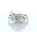 18ct White Gold Three Stone Claw Set Diamond Ring 2.92 Carats